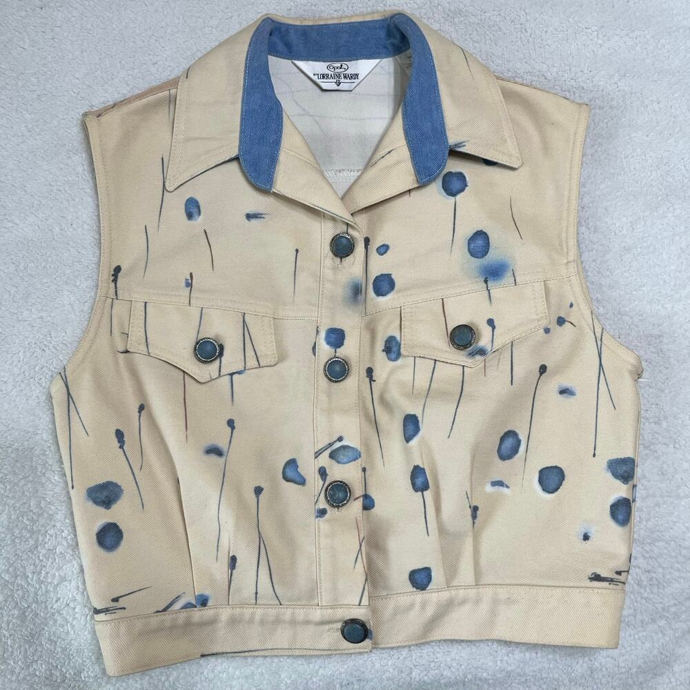 Opal by Lorraine‎ Wardy Vintage Women’s Crop Vest Sz Medium Buttons Faux Pockets